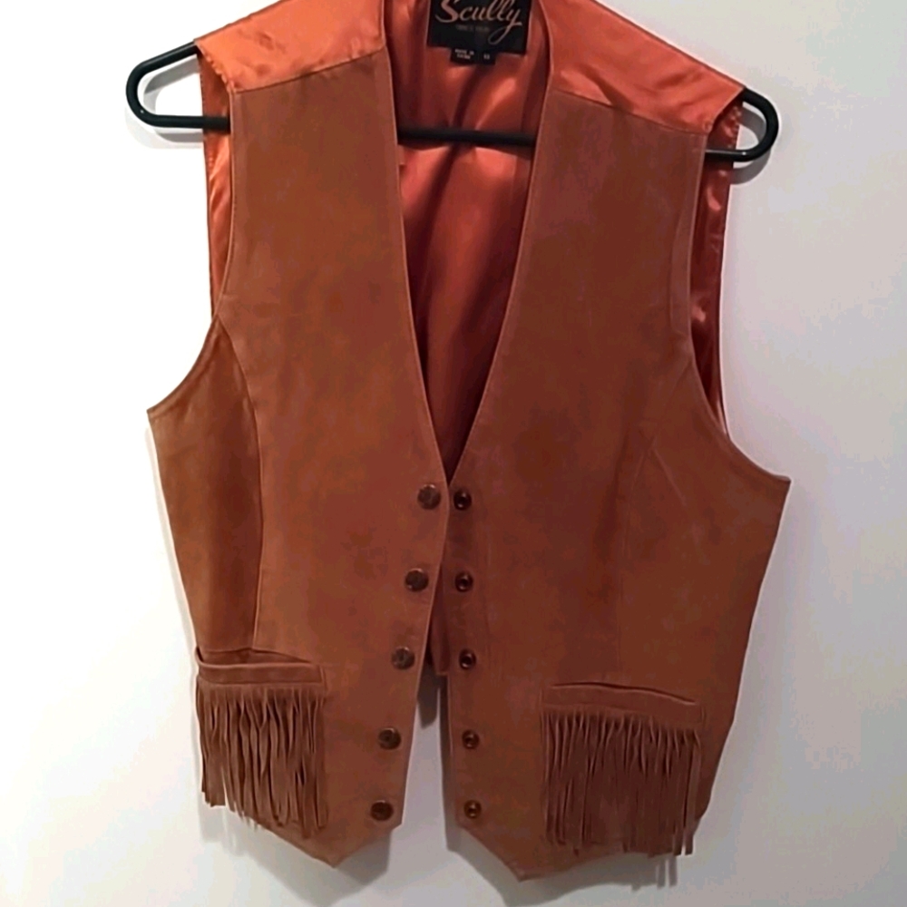 Leather fringe vest